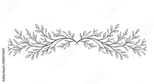 Elegant leafy branch, minimalist illustration, silver foliage, decorative element, vector design