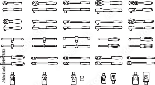 Mechanics tools are neatly arranged in this illustration, showcasing their use in fixing equipment.