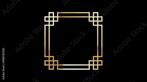 Golden square classical border light loop,alpha channel