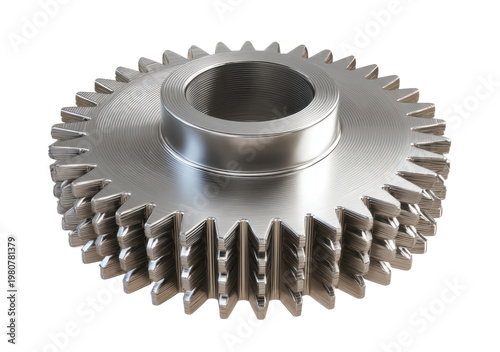A metal spur gear with precise teeth and metallic finish