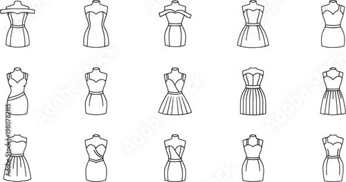 Black and white of diverse women in various dresses and poses fashion 1