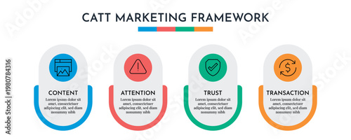 Color Badge Style CATT Marketing Infographic Design Vector Illustration.