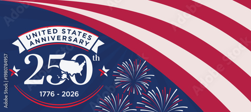 USA 250 Anniversary Background Banner – Creative Flag Inspired Design