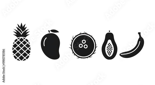 Fruit icons in a row.