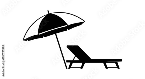 Beach lounge chair with umbrella.