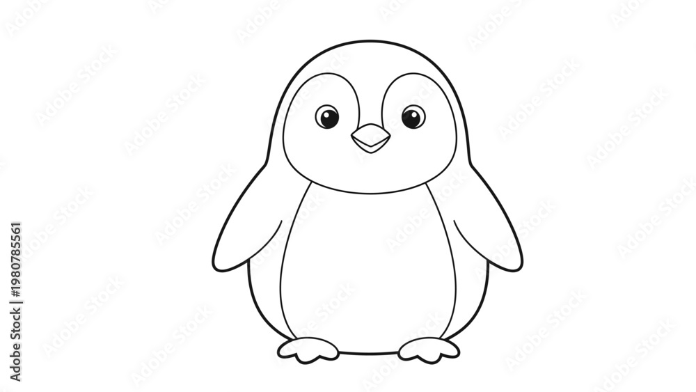Obraz premium A cute baby penguin cartoon drawing for children's designs.