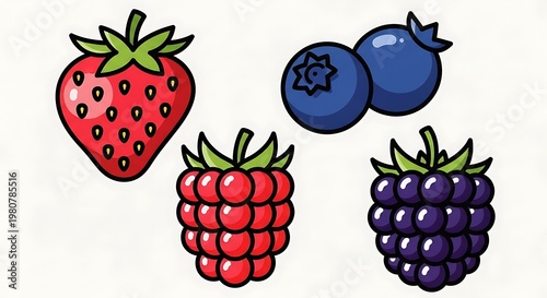 Colorful cartoon berry fruit illustration.