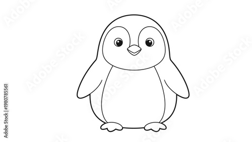 A cute baby penguin cartoon drawing for children's designs.