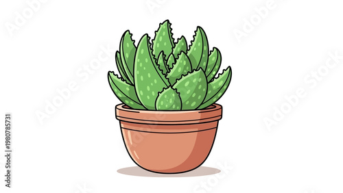 Cartoon style potted aloe vera plant illustration.