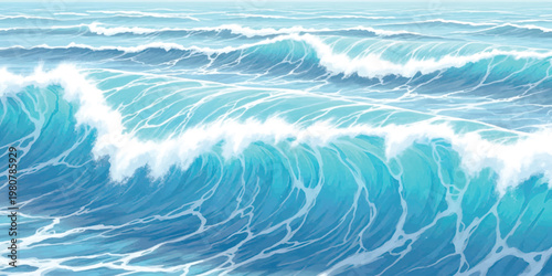 Quadro em tela A vibrant and artistic illustration depicting the rhythmic motion of crashing oc