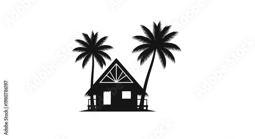 Black silhouette of a hut house.