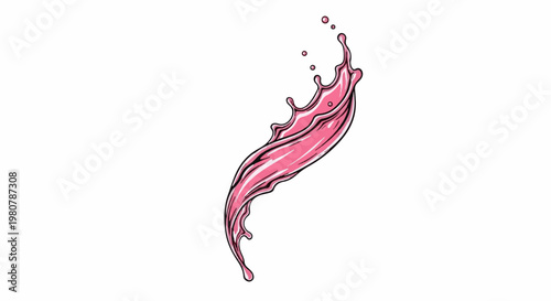 A dynamic splash of pink liquid with droplets and wavy contours