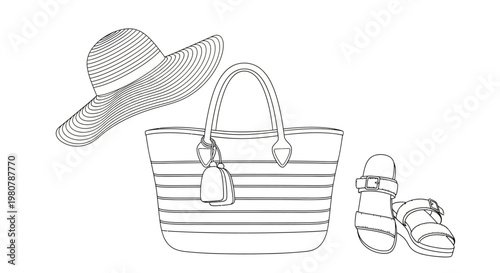 Fashionable summer accessories on display.