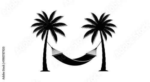 Hammock between two palm trees.