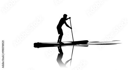 Man Paddling on a Stand Up Paddleboard.