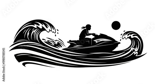 Man riding a jet ski ocean.
