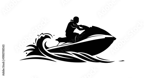 Man Riding Jet Ski on Water.