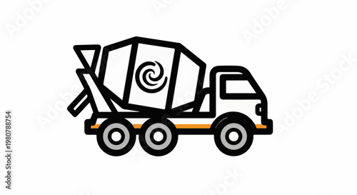 A flat icon of a cement mixer truck