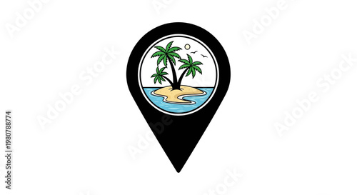 Palm trees on a map pin.