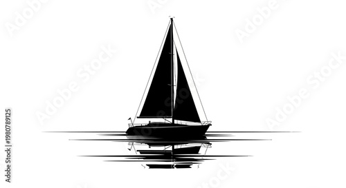 Sailboat on calm water sailing.