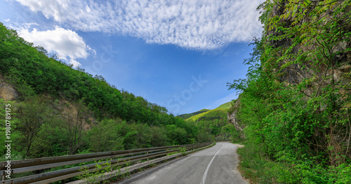 Wallpaper Mural Road with a fence on the side and a mountain in the background Torontodigital.ca