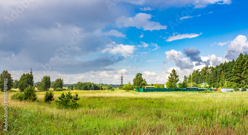 Wallpaper Mural Vast green field stretches beneath a partly cloudy sky Torontodigital.ca
