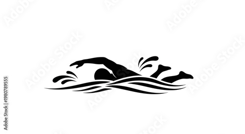Swimmer Diving into Water Silhouette.