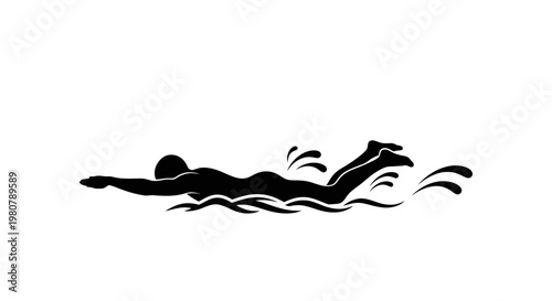 Swimmer in freestyle swimming stroke.