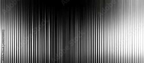 A grayscale, vertical-striped composition with a gradient. The lines range from white to black, creating a sense of depth and movement