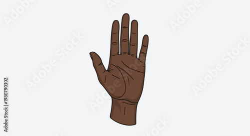 A detailed illustration of a brown human hand with fingers spread wide open