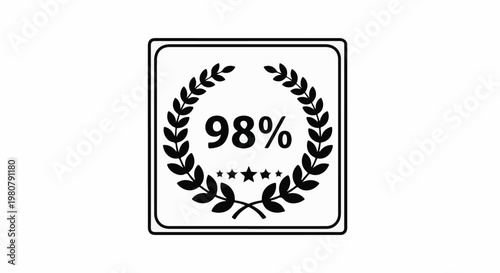 A graphic badge displaying 98% with stars and laurel wreath