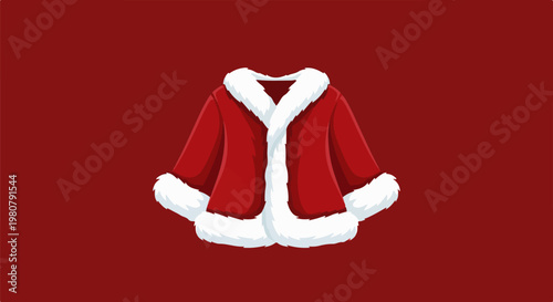 A festive red garment with white fur trim, reminiscent of holiday attire