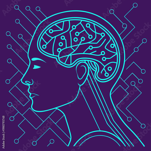 Futuristic Artificial Intelligence Brain Network Vector