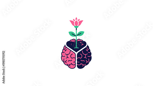 Brain with flower growing out.