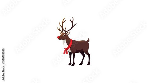 Brown Reindeer Wearing Red Scarf.