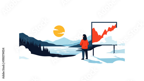 Businessman looking at growth chart graph.