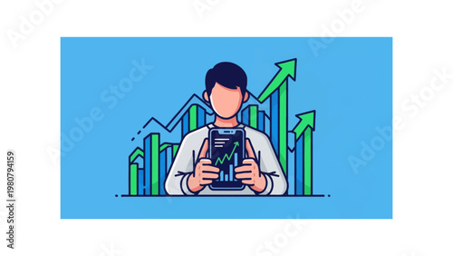 Businessman Holding Tablet with Graphs.