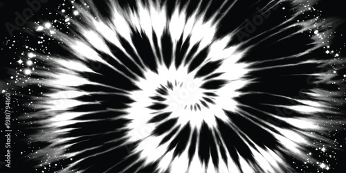 A high contrast black and white abstract swirl pattern that evokes a sense of cosmic energy flow