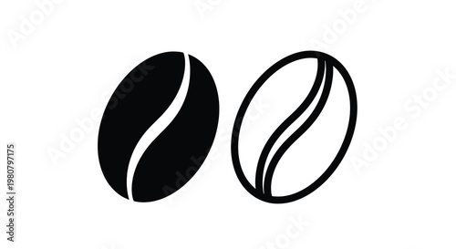Simple black and white illustration depicting two coffee beans side by side