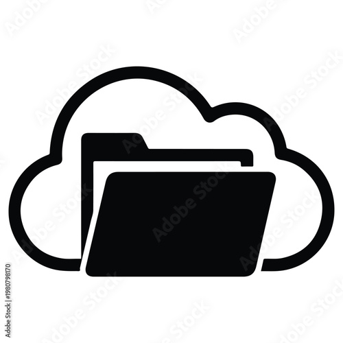 Cloud Computing Storage Folder Vector Icon for Online Data Management Digital File Hosting Network Backup Systems and Virtual Information Directory Graphic