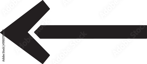 Solid black left-pointing arrow with a thick horizontal bar and a triangular arrowhead on a plain white background