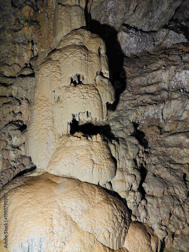 Cave interior with stalactites and stalagmites