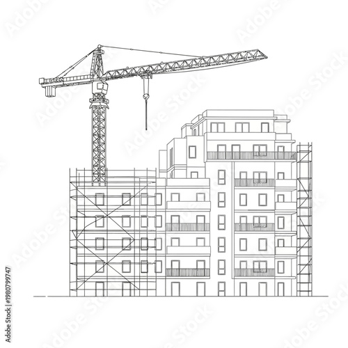 Construction crane building site equipment.