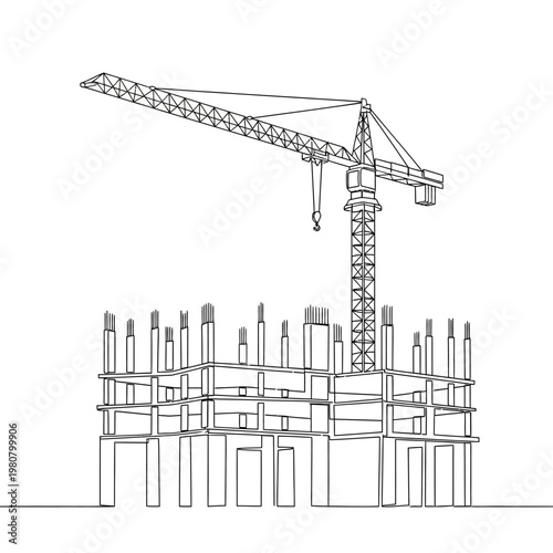 Construction crane building site equipment.