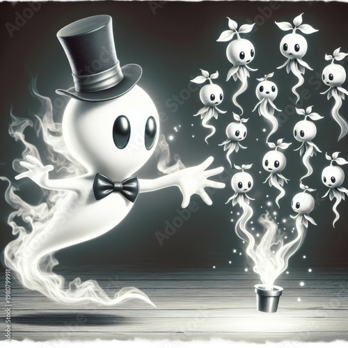 Haunter the Ghost type Pokémon wearing a top hat performing a d