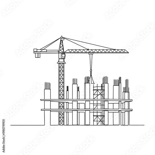 Construction crane building site equipment.