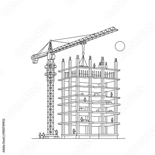 Construction crane building site equipment.