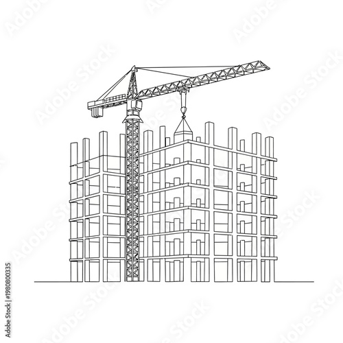 Construction crane lifting building materials.