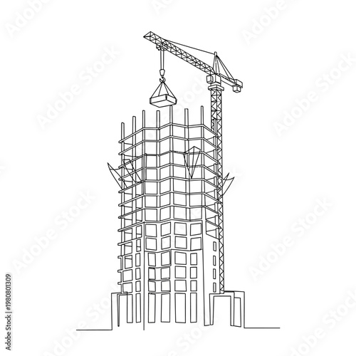 Construction crane lifting heavy load.