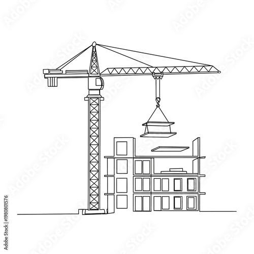 Construction crane lifting heavy loads.